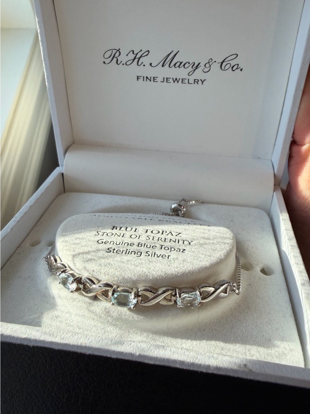 R.H. Macy & Co. Sterling Silver Blue Topaz Adjustable Bracelet